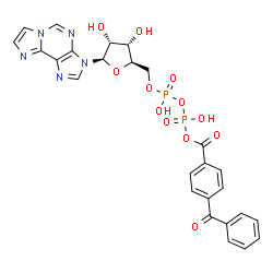 ChemSpider 2D Image | 3-{5-O-[({[(4-Benzoylbenzoyl)oxy](hydroxy)phosphoryl}oxy)(hydroxy)phosphoryl]-beta-D-ribofuranosyl}-3H-imidazo[2,1-i]purine | C26H23N5O12P2