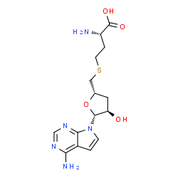 ChemSpider 2D Image | (2S)-2-Amino-4-({[(2S,4R,5R)-5-(4-amino-7H-pyrrolo[2,3-d]pyrimidin-7-yl)-4-hydroxytetrahydro-2-furanyl]methyl}sulfanyl)butanoic acid | C15H21N5O4S