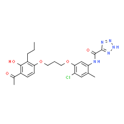 ChemSpider 2D Image | N-{5-[3-(4-Acetyl-3-hydroxy-2-propylphenoxy)propoxy]-4-chloro-2-methylphenyl}-2H-tetrazole-5-carboxamide | C23H26ClN5O5