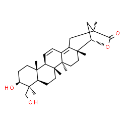 ChemSpider 2D Image | (3beta,22alpha)-3,24-Dihydroxy-22,29-epoxyoleana-11,13(18)-dien-29-one | C30H44O4