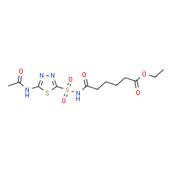 ChemSpider 2D Image | Ethyl 6-{[(5-acetamido-1,3,4-thiadiazol-2-yl)sulfonyl]amino}-6-oxohexanoate | C12H18N4O6S2