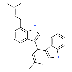 ChemSpider 2D Image | (+-)-3-(1-(1H-Indol-3-yl)-3-methyl-2-butenyl)-7-(3-methyl-2-butenyl)-1H-indole | C26H28N2