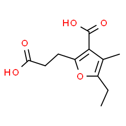 ChemSpider 2D Image | 2-(2-Carboxyethyl)-5-ethyl-4-methyl-3-furoic acid | C11H14O5