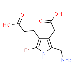 ChemSpider 2D Image | 3-[5-(Aminomethyl)-2-bromo-4-(carboxymethyl)-1H-pyrrol-3-yl]propanoic acid | C10H13BrN2O4