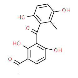ChemSpider 2D Image | 1-[3-(3,6-Dihydroxy-2-methylbenzoyl)-2,4-dihydroxyphenyl]ethanone | C16H14O6