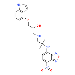 ChemSpider 2D Image | 1-(1H-Indol-4-yloxy)-3-({2-methyl-2-[(7-nitro-2,1,3-benzoxadiazol-4-yl)amino]propyl}amino)-2-propanol | C21H24N6O5