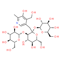 ChemSpider 2D Image | beta-D-Glucopyranosyl beta-D-glucopyranosyl-(1->2)-1-C-{[5-hydroxy-4-(hydroxymethyl)-6-methyl-3-pyridinyl]methyl}-beta-D-glucopyranoside | C26H41NO18