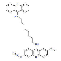 ChemSpider 2D Image | N-(9-Acridinyl)-N'-(6-azido-2-methoxy-9-acridinyl)-1,8-octanediamine | C35H36N7O