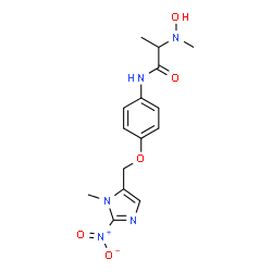 ChemSpider 2D Image | N~2~-Hydroxy-N~2~-methyl-N-{4-[(1-methyl-2-nitro-1H-imidazol-5-yl)methoxy]phenyl}alaninamide | C15H19N5O5
