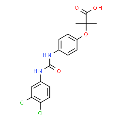 ChemSpider 2D Image | 2-(4-{[(3,4-Dichlorophenyl)carbamoyl]amino}phenoxy)-2-methylpropanoic acid | C17H16Cl2N2O4