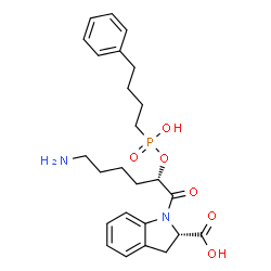 ChemSpider 2D Image | (2S)-1-[(2S)-6-Amino-2-{[hydroxy(4-phenylbutyl)phosphoryl]oxy}hexanoyl]-2-indolinecarboxylic acid | C25H33N2O6P