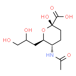 ChemSpider 2D Image | (6R)-5-Acetamido-3,4,5-trideoxy-6-(2,3-dihydroxypropyl)-beta-D-glycero-hex-2-ulopyranosonic acid | C11H19NO7