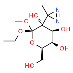 ChemSpider 2D Image | (2S,3R,4S,5R,6R)-2-Ethoxy-6-(hydroxymethyl)-2-methoxy-3-(3-methyl-3H-diaziren-3-yl)tetrahydro-2H-pyran-3,4,5-triol | C11H20N2O7
