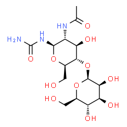 ChemSpider 2D Image | 2-Acetamido-N-carbamoyl-2-deoxy-4-O-beta-D-mannopyranosyl-beta-D-glucopyranosylamine | C15H27N3O11