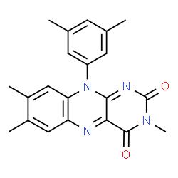 ChemSpider 2D Image | 10-(3,5-Dimethylphenyl)-3,7,8-trimethylbenzo[g]pteridine-2,4(3H,10H)-dione | C21H20N4O2