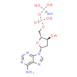 ChemSpider 2D Image | 2'-Deoxy-5'-O-{[(P,P-dihydroxyphosphorimidoyl)oxy](hydroxy)phosphoryl}adenosine | C10H16N6O8P2