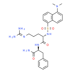 ChemSpider 2D Image | N~5~-(Diaminomethylene)-N~2~-{[5-(dimethylamino)-1-naphthyl]sulfonyl}-L-ornithyl-L-phenylalaninamide | C27H35N7O4S