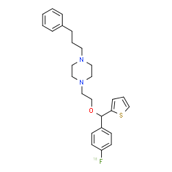 ChemSpider 2D Image | 1-(2-{[4-(~18~F)Fluorophenyl](2-thienyl)methoxy}ethyl)-4-(3-phenylpropyl)piperazine | C26H31FN2OS