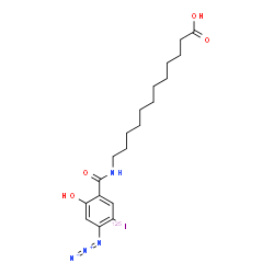 ChemSpider 2D Image | 12-{[4-Azido-2-hydroxy-5-(~125~I)iodobenzoyl]amino}dodecanoic acid | C19H28IN4O4