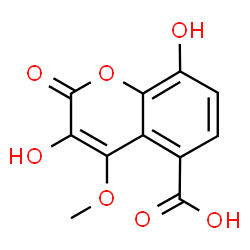 ChemSpider 2D Image | 3,8-Dihydroxy-4-methoxy-2-oxo-2H-chromene-5-carboxylic acid | C11H8O7
