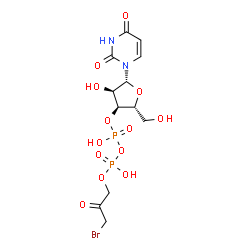 ChemSpider 2D Image | 3'-O-[{[(3-Bromo-2-oxopropoxy)(hydroxy)phosphoryl]oxy}(hydroxy)phosphoryl]uridine | C12H17BrN2O13P2