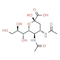 ChemSpider 2D Image | (6R)-4,5-Diacetamido-3,4,5-trideoxy-6-[(1R,2R)-1,2,3-trihydroxypropyl]-alpha-L-threo-hex-2-ulopyranosonic acid | C13H22N2O9
