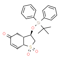 ChemSpider 2D Image | (3R,3aR,7aR)-3-{[(2-Methyl-2-propanyl)(diphenyl)silyl]oxy}-2,3,3a,7a-tetrahydro-1-benzothiophen-5(4H)-one 1,1-dioxide | C24H28O4SSi