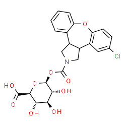 ChemSpider 2D Image | 1-O-[(5-Chloro-1,3,3a,12b-tetrahydro-2H-dibenzo[2,3:6,7]oxepino[4,5-c]pyrrol-2-yl)carbonyl]-beta-D-glucopyranuronic acid | C23H22ClNO9