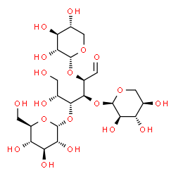 ChemSpider 2D Image | alpha-D-Glucopyranosyl-(1->4)-[alpha-D-xylopyranosyl-(1->2)]-[alpha-D-xylopyranosyl-(1->3)]-D-glucose | C22H38O19