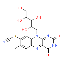 ChemSpider 2D Image | 1-Deoxy-1-(7-methyl-2,4-dioxo-8-thiocyanato-3,4-dihydrobenzo[g]pteridin-10(2H)-yl)pentitol | C17H17N5O6S