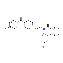 ChemSpider 2D Image | 3-(2-{4-[4-(~18~F)Fluorobenzoyl]-1-piperidinyl}ethyl)-1-[2-(~18~F)fluoroethyl]-2,4(1H,3H)-quinazolinedione | C24H25F2N3O3