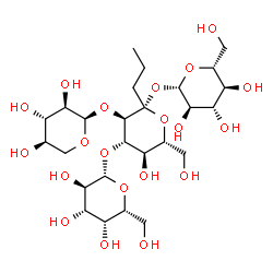 ChemSpider 2D Image | beta-D-Glucopyranosyl beta-D-galactopyranosyl-(1->3)-[alpha-D-xylopyranosyl-(1->2)]-1-C-propyl-beta-D-glucopyranoside | C26H46O20