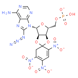 ChemSpider 2D Image | 8-Azido-5'-O-(hydroxyphosphinato)-2',3'-O-(2,4,5-trinitro-2,4-cyclohexadiene-1,1-diyl)adenosine | C16H14N11O13P
