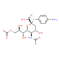ChemSpider 2D Image | 4-Aminophenyl (6R)-5-acetamido-6-[(1R,2R)-3-acetoxy-1,2-dihydroxypropyl]-3,5-dideoxy-2-thio-beta-L-threo-hex-2-ulopyranosidonic acid | C19H26N2O9S