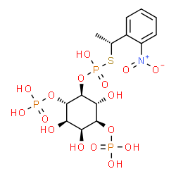 ChemSpider 2D Image | (1S,2R,3S,4S,5R,6S)-2,3,5-Trihydroxy-6-[(hydroxy{[(1R)-1-(2-nitrophenyl)ethyl]sulfanyl}phosphoryl)oxy]-1,4-cyclohexanediyl bis[dihydrogen (phosphate)] | C14H22NO16P3S