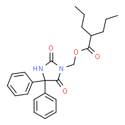 ChemSpider 2D Image | (2,5-Dioxo-4,4-diphenyl-1-imidazolidinyl)methyl 2-propylpentanoate | C24H28N2O4