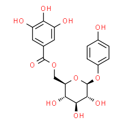 ChemSpider 2D Image | 4-Hydroxyphenyl 6-O-(3,4,5-trihydroxybenzoyl)-beta-D-glucopyranoside | C19H20O11