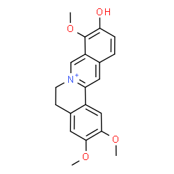ChemSpider 2D Image | 10-Hydroxy-2,3,9-trimethoxy-5,6-dihydroisoquinolino[3,2-a]isoquinolinium | C20H20NO4