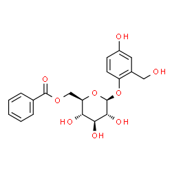 ChemSpider 2D Image | 4-Hydroxy-2-(hydroxymethyl)phenyl 6-O-benzoyl-beta-D-glucopyranoside | C20H22O9