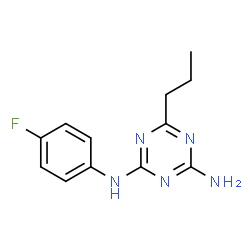 ChemSpider 2D Image | N-(4-Fluorophenyl)-6-propyl-1,3,5-triazine-2,4-diamine | C12H14FN5