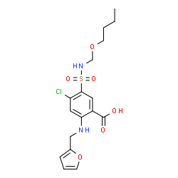 ChemSpider 2D Image | 5-[(Butoxymethyl)sulfamoyl]-4-chloro-2-[(2-furylmethyl)amino]benzoic acid | C17H21ClN2O6S