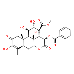 ChemSpider 2D Image | Methyl (11beta,12alpha,13beta,15beta)-15-(benzoyloxy)-3,11,12-trihydroxy-2,16-dioxo-13,20-epoxypicras-3-en-21-oate | C28H30O11