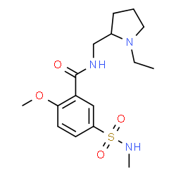 ChemSpider 2D Image | N-[(1-Ethyl-2-pyrrolidinyl)methyl]-2-methoxy-5-(methylsulfamoyl)benzamide | C16H25N3O4S