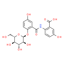 ChemSpider 2D Image | 2-{[2-(alpha-L-Glucopyranosyloxy)-5-hydroxybenzoyl]amino}-5-hydroxybenzoic acid | C20H21NO11