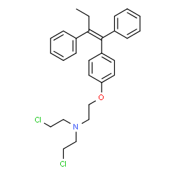 ChemSpider 2D Image | 2-Chloro-N-(2-chloroethyl)-N-(2-{4-[(1Z)-1,2-diphenyl-1-buten-1-yl]phenoxy}ethyl)ethanamine | C28H31Cl2NO