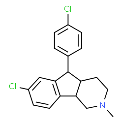 ChemSpider 2D Image | 7-Chloro-5-(4-chlorophenyl)-2-methyl-2,3,4,4a,5,9b-hexahydro-1H-indeno[1,2-c]pyridine | C19H19Cl2N