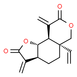 ChemSpider 2D Image | (3aS,5aR,9aR,9bS)-3,9-Bis(methylene)-5a-vinyloctahydro-2H-furo[2,3-f]isochromene-2,8(3H)-dione | C15H16O4