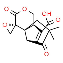 ChemSpider 2D Image | (2R,7a'S,9a'R)-6',6'-Dimethyl-3',7'-dioxo-1',5',6',7',7a',9a'-hexahydrospiro[oxirane-2,4'-pentaleno[1,6a-c]pyran]-9'-carboxylic acid | C15H16O6