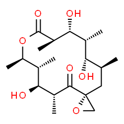 ChemSpider 2D Image | (3R,5R,6S,7R,8R,11R,12R,13R,14S,15S)-6,12,14-Trihydroxy-5,7,8,11,13,15-hexamethyl-1,9-dioxaspiro[2.13]hexadecane-4,10-dione | C20H34O7