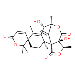 ChemSpider 2D Image | (1R,2S,5R,8S,9S,12R,13R)-8,12-Dihydroxy-2,2',2',6,9,13-hexamethyl-16-methylene-6'H,11H-spiro[10,14-dioxatetracyclo[7.6.1.0~1,12~.0~2,7~]hexadec-6-ene-5,3'-pyran]-6',11,15-trione | C25H30O8
